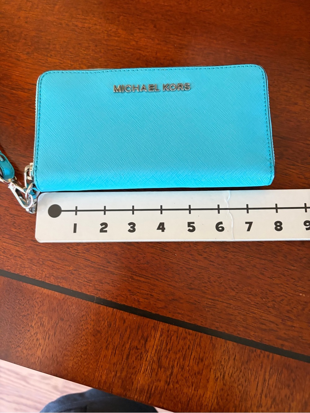Michael Kors Turquoise Zip Around Wallet Wristlet - Picture 5 of 6